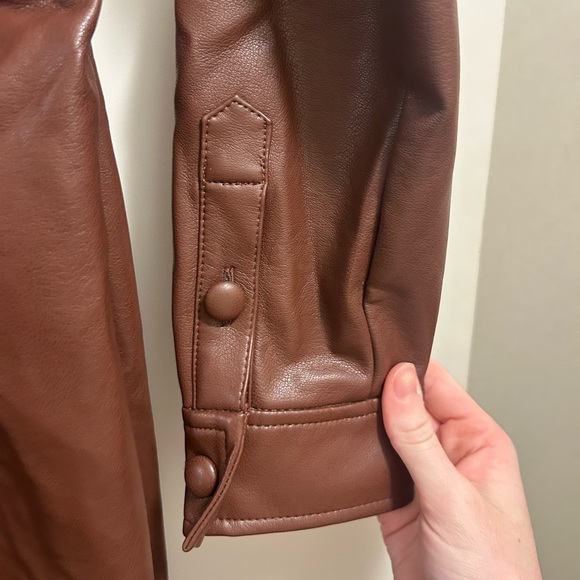 anthropologie Brown Faux Leather Button-Up Dress - Picture 6 of 9
